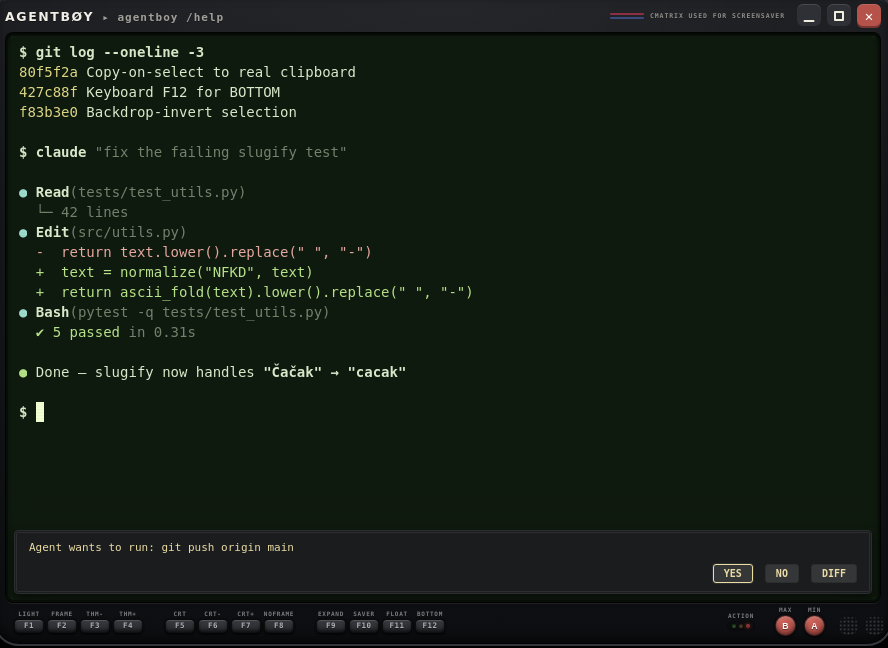 OSC 98 approval dialog with YES / NO / DIFF buttons